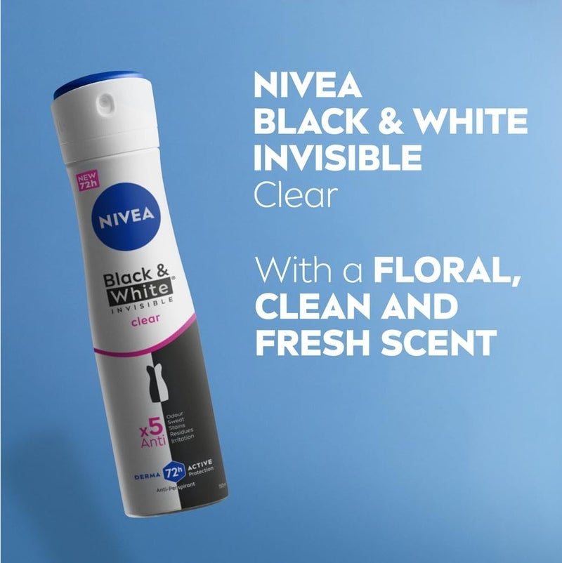 Nivea بخاخ مضاد للتعرق أسود وأبيض غير مرئي عبوة من 2 - Image 2